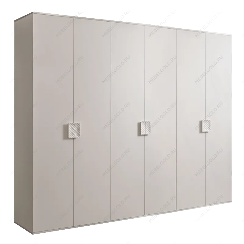 Шкаф 6-ти дв. для платья и белья Диора слоновая кость/серебро ДШ2/6