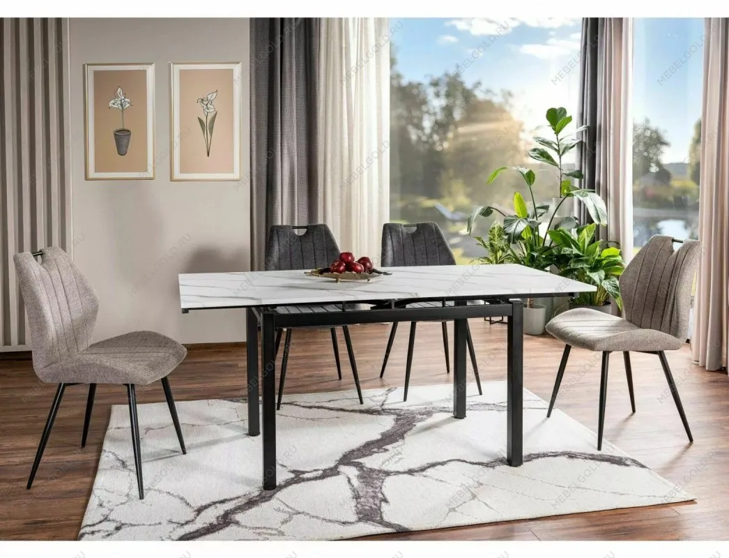 Стол обеденный Signal GD017 110 раскладной (белый мрамор/черный мат) | изображение 2