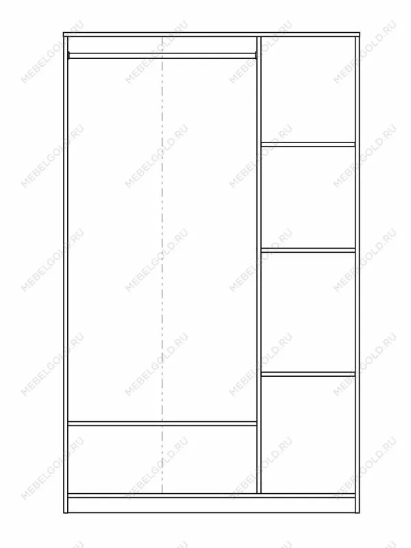 Шкаф Сириус, 3 двери и 1 ящик, 117х50х190 см, с зеркалом, белый | изображение 20