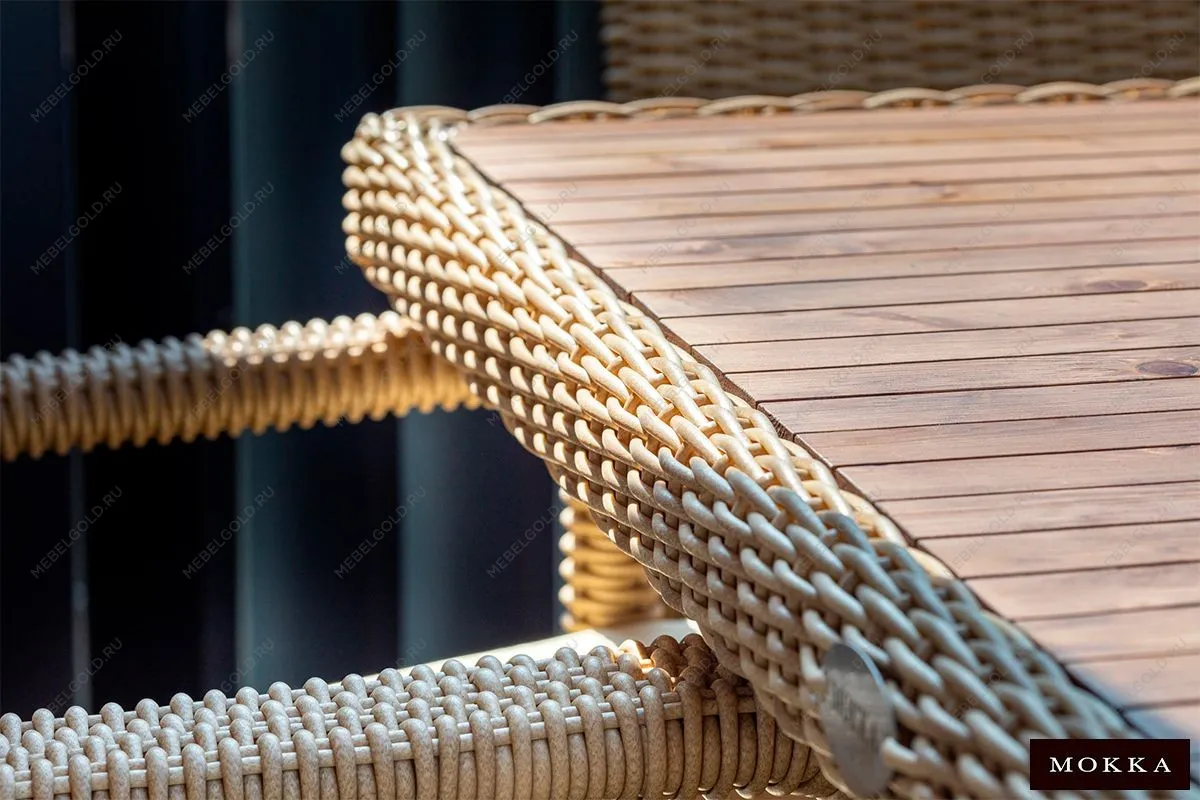 MOKKA BELLA стол прямоугольный с деревянной столешницей, соломенный | изображение 6