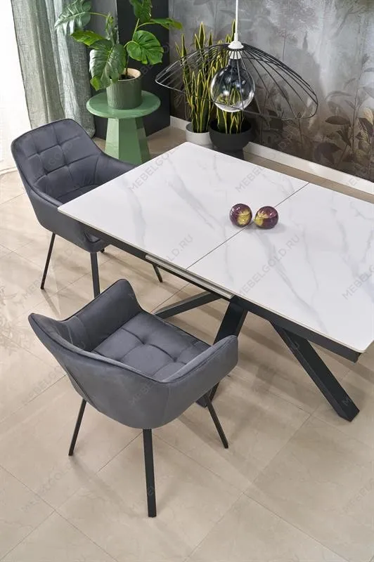 Стол обеденный Halmar PLATAN 140 (белый мрамор/черный) | изображение 14