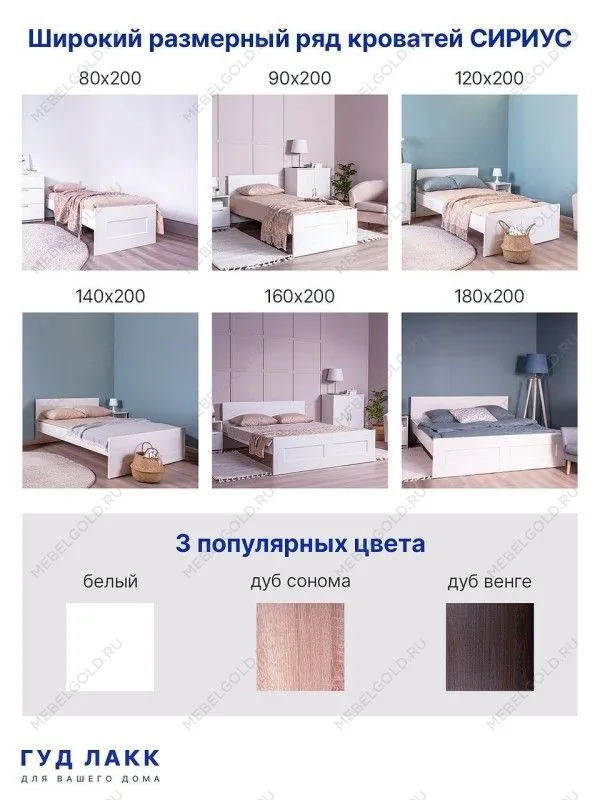 Кровать двуспальная Сириус, 180х200 см, дуб сонома | изображение 12