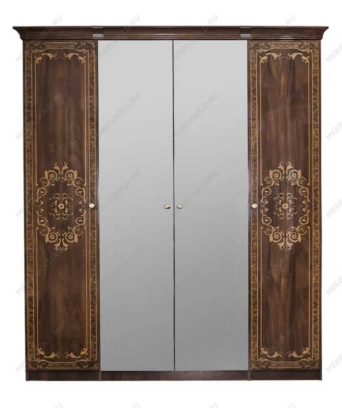 Шкаф Патрисия 4-дверный (1+2+1) с зеркалом караваджо глянец