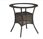 Стол обеденный Halmar MIDAS (искусственный ротанг/темно-коричневый) 74/74 | изображение 1