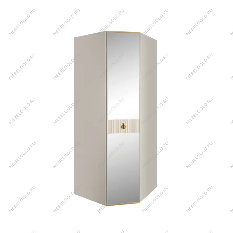 Шкаф угловой с зеркалом Римини СОЛО (Слоновая кость/Золото) РМШУ1/1(s)