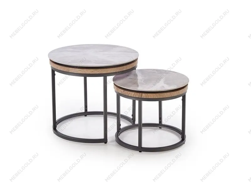 Комплект Halmar ITAKA (2 стола журнальных) (серый мрамор/графит) | изображение 8