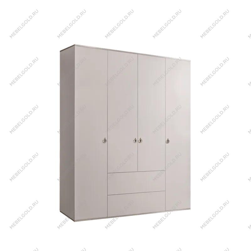 Шкаф 4-х дверный с ящиками Римини (Слоновая кость/Серебро) РМШ2/41