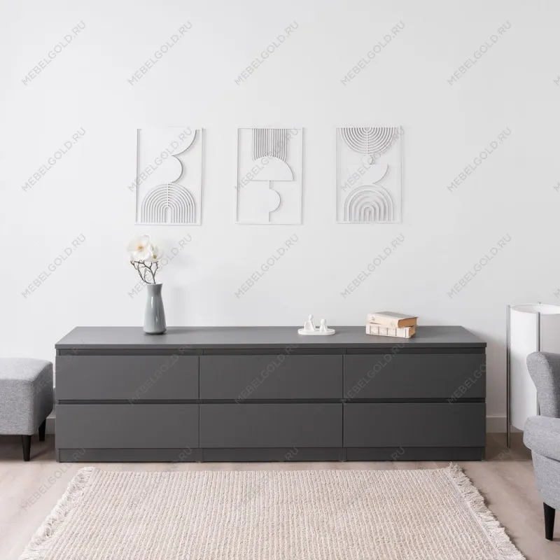 КАСТОР (KULLEN) тумба 6 ящиков серая | изображение 4