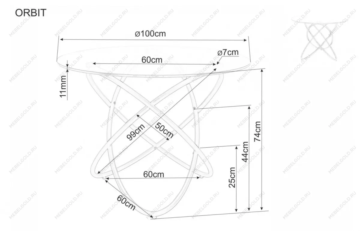 Стол обеденный Signal ORBIT 100 (прозрачный/хром) | изображение 1