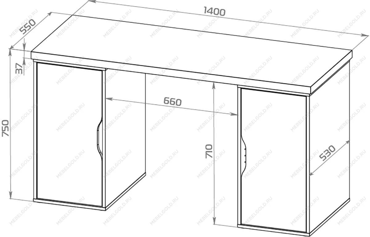 ИНГАР 2/ДВ/ДВ стол письменный 140x75x55, дуб беленый/белый | изображение 2