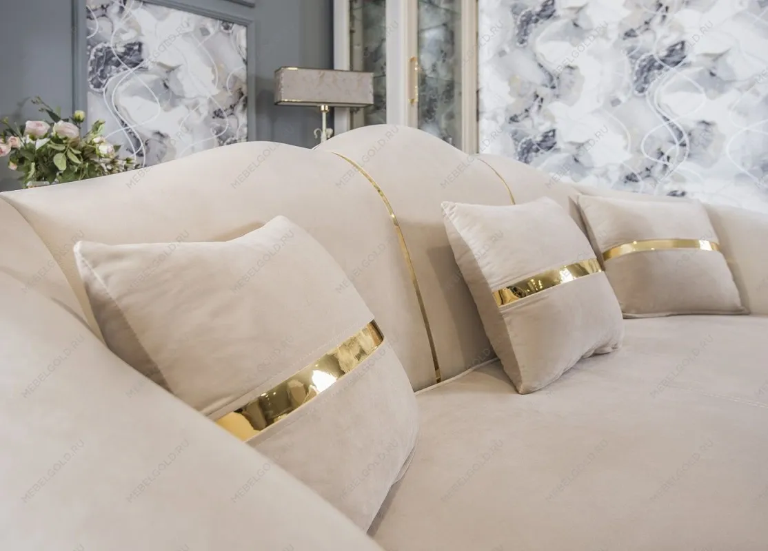 Диван Лара 3х местный бежевый золото | изображение 7