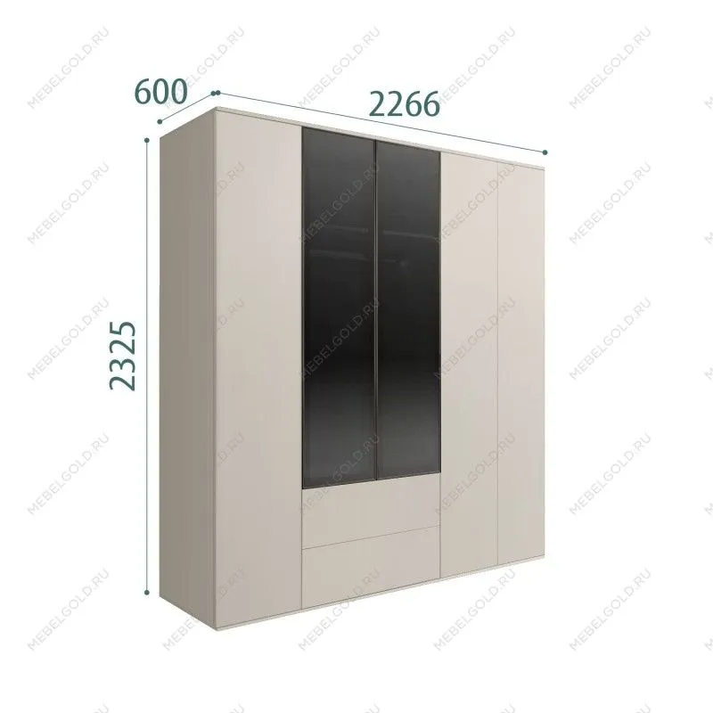 Шкаф 5-ти дв. с ящиками Bogemia Air (Шелк/Черный) БМШ2/52(2)