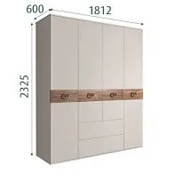 Шкаф 4-х дверный с ящиками, Bogemia Wood Fi (Шелк/Хром) БМШ2/41(Wo)