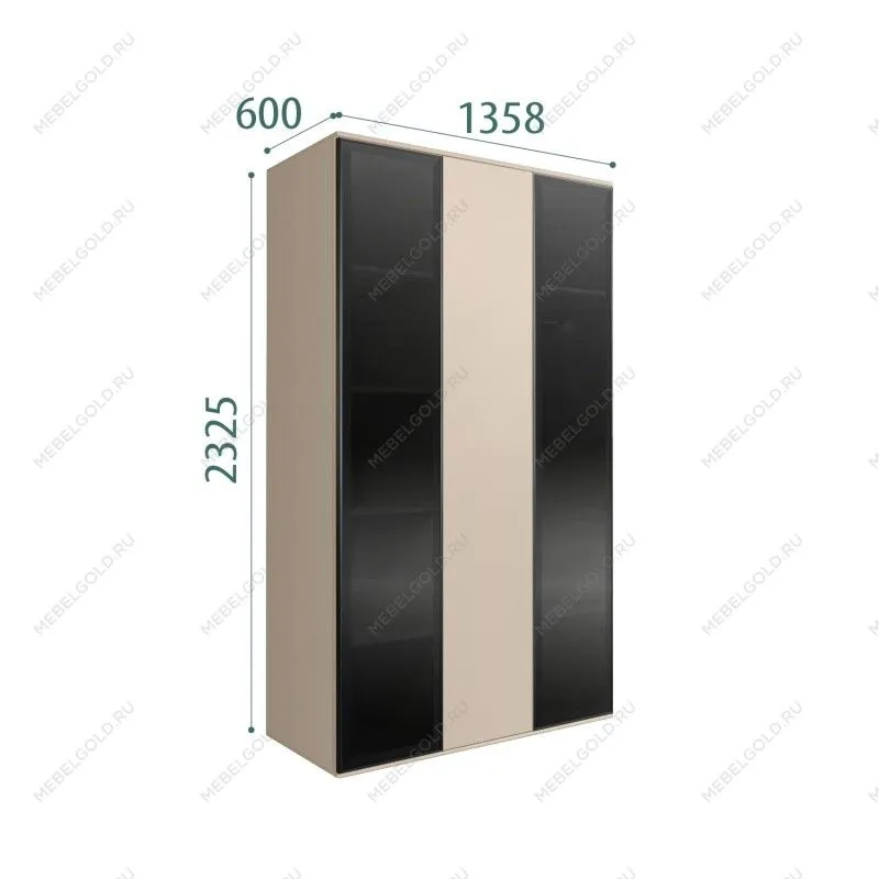 Шкаф 3-х дверный Bogemia Air (Ваниль/Черный) БМШ2/3(2)