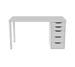 ИНГАР стол письменный ИКЕА / IKEA белый, 140x75, с одной тумбой | изображение 1