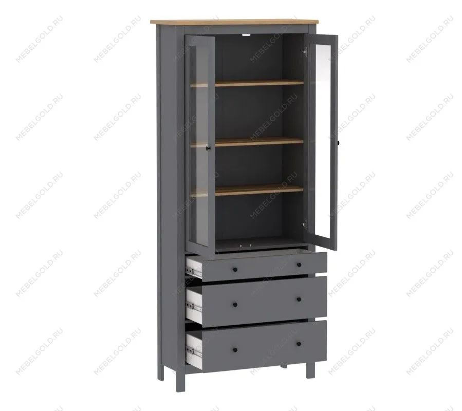 САГА шкаф с витриной 90 серый/ясень | изображение 2