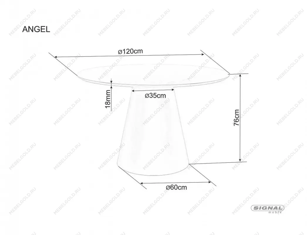 Стол обеденный Signal ANGEL 120 (дуб/черный) | изображение 5