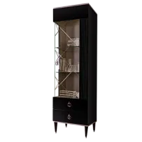 Витрина 1-ств. Римини СОЛО (Черный/Серебро) (Правая) РМВ1-1С(s)