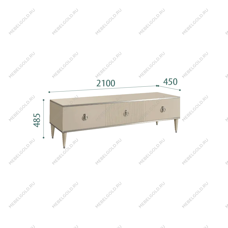 Тумба под телевизор 3 ящика Римини СОЛО (Ваниль/Серебро) РМТ-4(s)