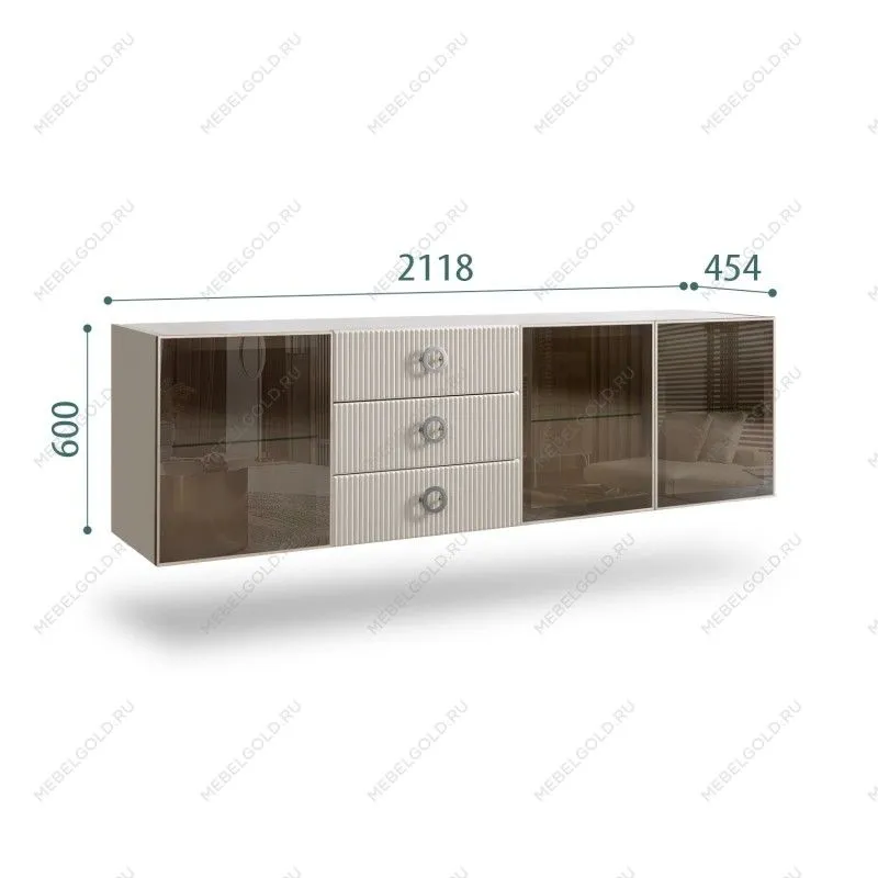 Комод 2.1м Bogemia Fly Fi (Шелк) (Novabuk/Хром) БМКМ-5[5]