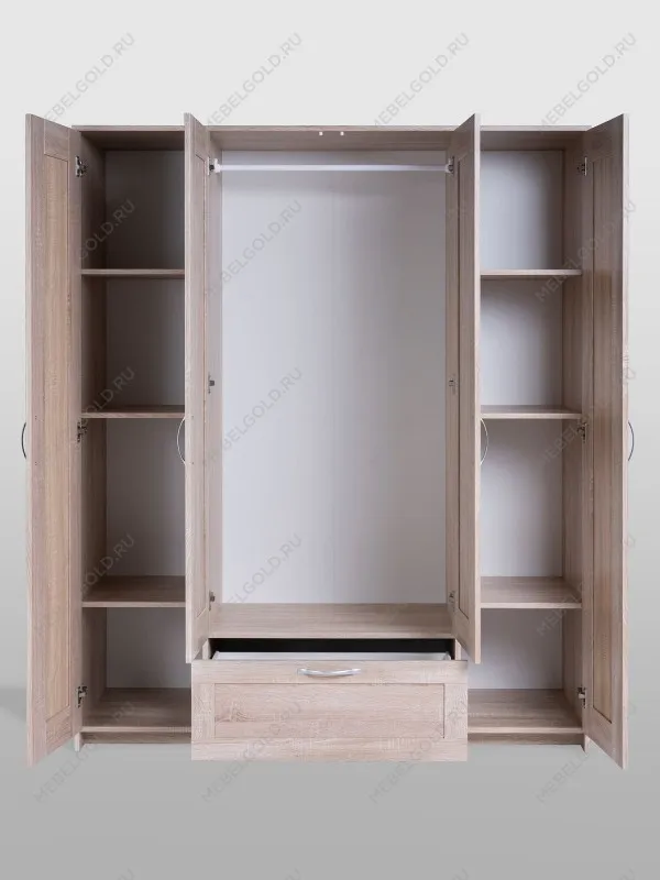 Шкаф Сириус, 4 двери и 1 ящик с зеркалами, 156х50х190 см, дуб сонома | изображение 7