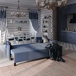 Диван-кровать угловой КИРКАС, 217х90х77 см, синий | изображение 1