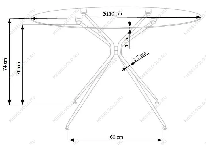 Стол обеденный Halmar RONDO (прозрачный/золотой) | изображение 5