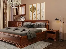 Кровать Кентаки LOZ/180+выкатные тумбы каштан