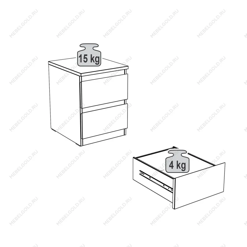 Тумба прикроватная Мальта, 48х40х54 см, белая | изображение 24