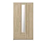 БРИМНЭС / СИРИУС Шкаф трёхдверный ИКЕА / IKEA с одним выдвижным ящиком и зеркалом, Дуб Сонома | изображение 1