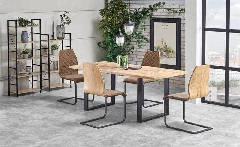 Стол обеденный Halmar VENOM 135/185 раскладной (дуб вотан/черный) | изображение 7