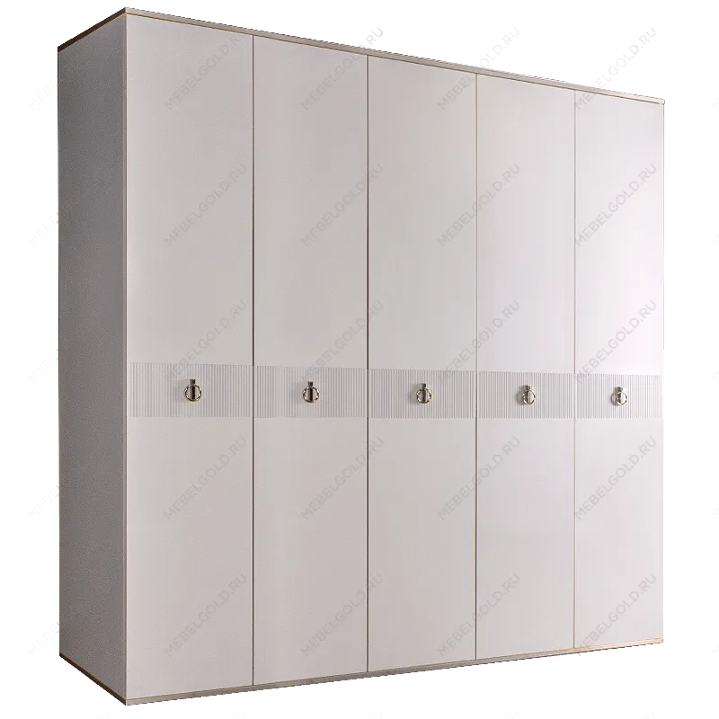 Шкаф 5-ти дверный Римини СОЛО (Белый/Серебро) РМШ2/5(s)