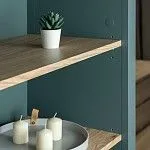 Стеллаж Сага, 50х42х215 см, темно-бирюзовый/ясень | изображение 1