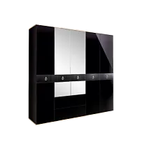 Шкаф 5-ти дверный с зеркалом, с ящиками Римини СОЛО (Черный/Серебро) РМШ1/51(s)