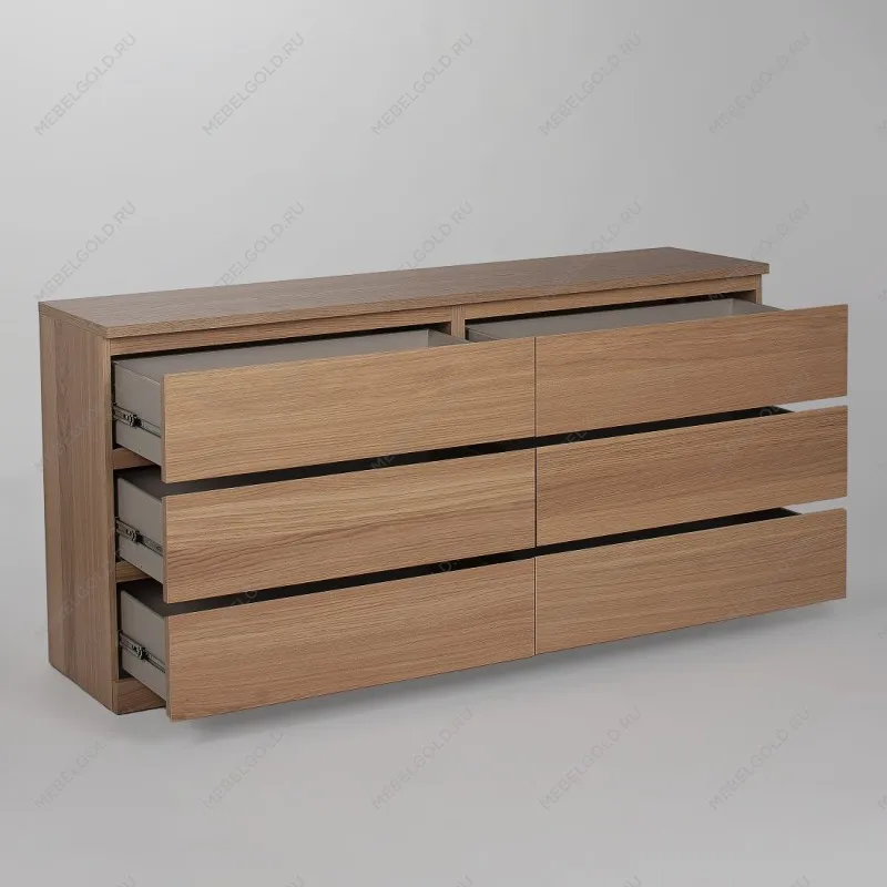 Комод Варма, 6 ящиков, горизонтальный, 160х78х40 см, шпон натурального дерева, дуб беленый | изображение 18