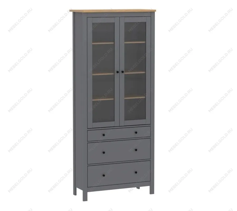 САГА шкаф с витриной 90 серый/ясень | изображение 3