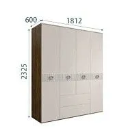 Шкаф 4-х дверный с ящиками Bogemia Woodline Fi (Шелк/Хром) БМШ2/41