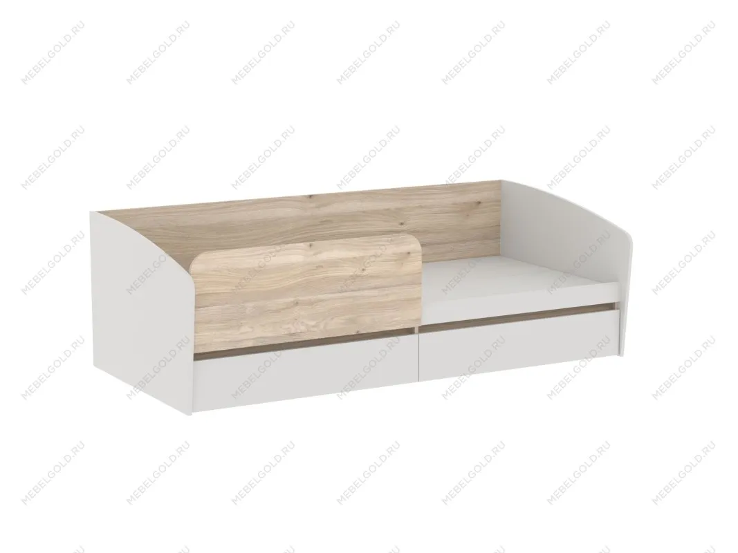 Кровать с ящиками и бортиком Аврора (2042*974*661) Дуб Мария/Кашемир | изображение 1