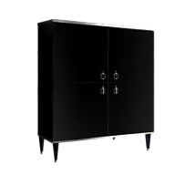 Пенал 4 двери Римини (Черный/Серебро) РМП-3