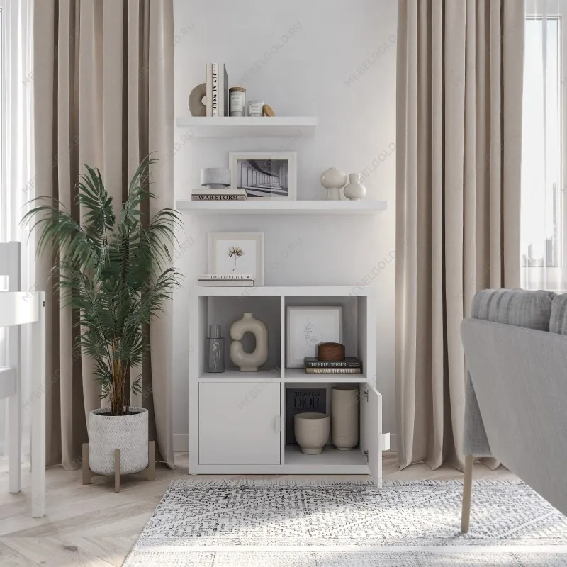 Стеллаж Фора, 4 полки, 77х77х38 см, белый | изображение 5