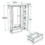 Шкаф Сириус, 3 двери и 1 ящик, 117х50х190 см, с зеркалом, белый | изображение 19