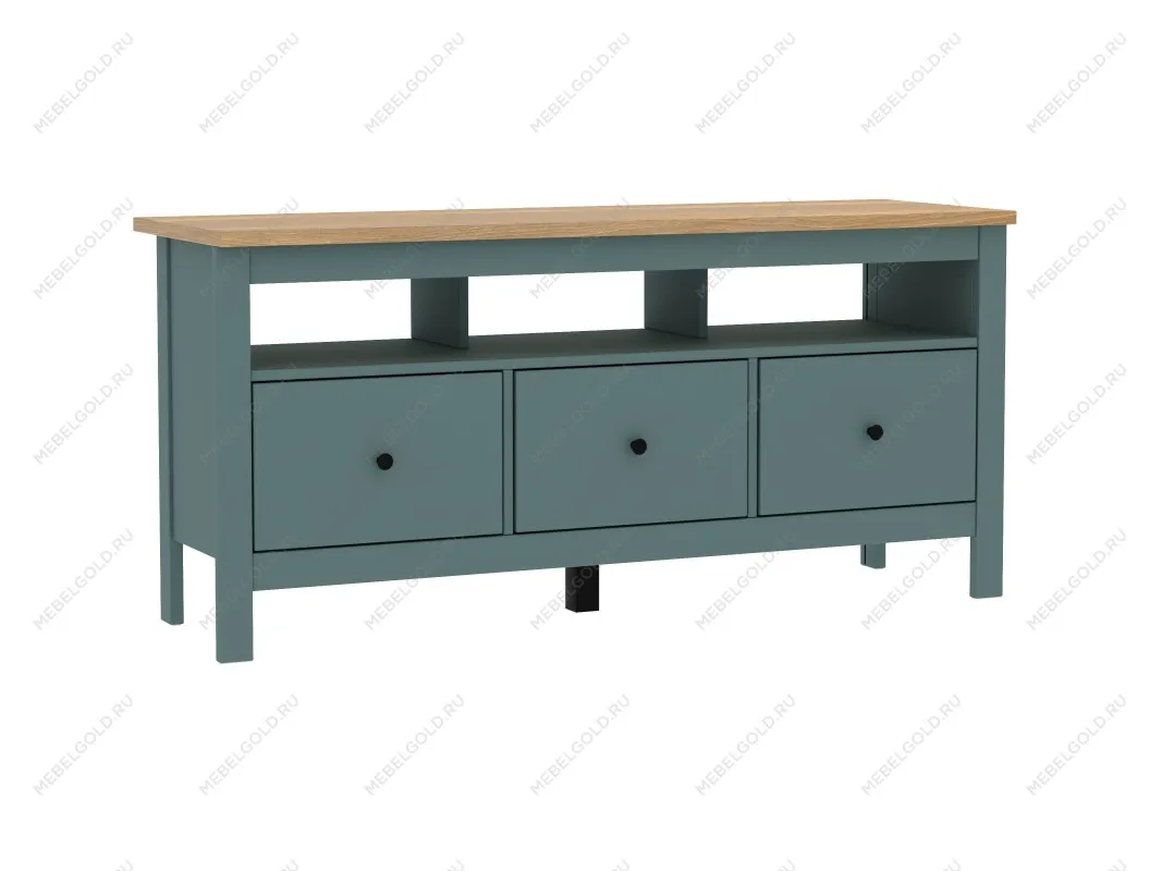 Тумба ТВ Сага, 3 ящика, 131х42х63 см, темно-бирюзовая/ясень | изображение 14