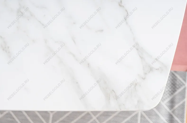 Стол обеденный SIGNAL SATURN II 160 (белый мрамор/белый мат) | изображение 5