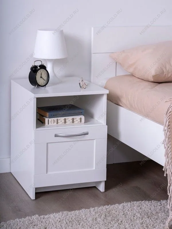 Тумба прикроватная Сириус, 1 ящик, 41х39х53 см, белая | изображение 1