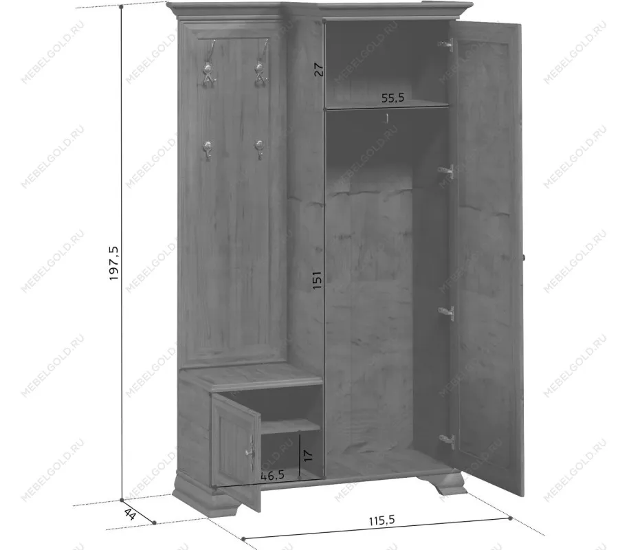 Шкаф с вешалкой Кентаки PPK/110P каштан | изображение 2