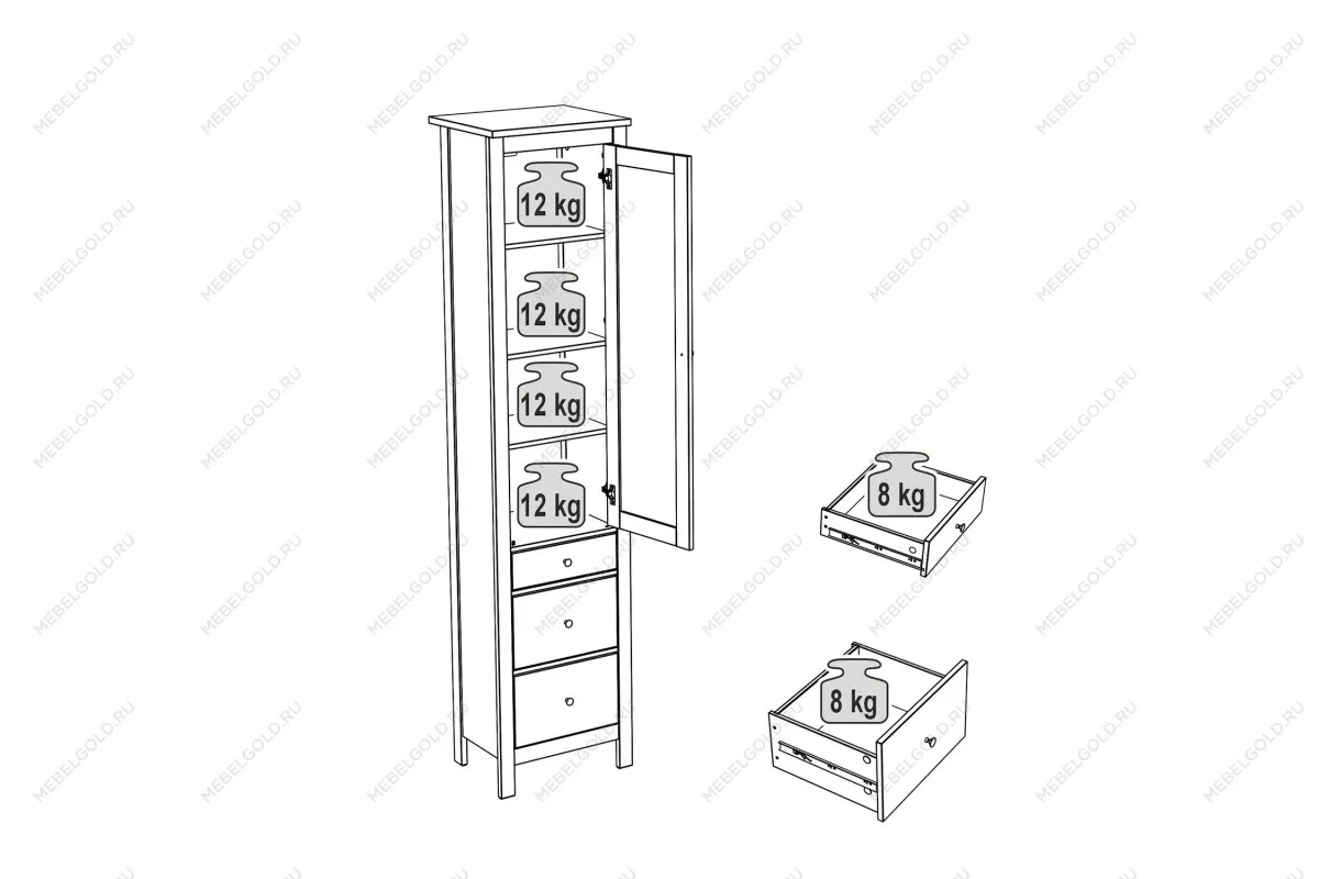 САГА шкаф с витриной 50 МОРУ серый/ясень | изображение 3