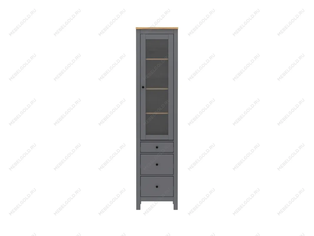 Шкаф с витриной Сага, 50х41х215 см, серый/ясень | изображение 8