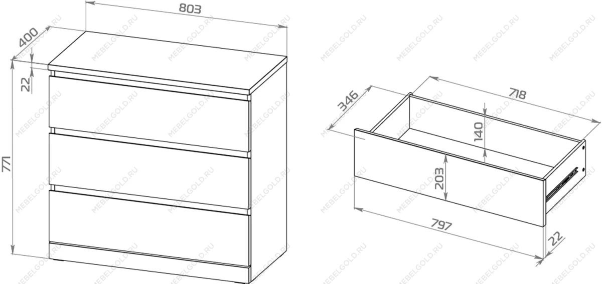 МАЛЬМ / VARMA Комод ИКЕА / IKEA 3, 80x78x40, пигмент, белый | изображение 4