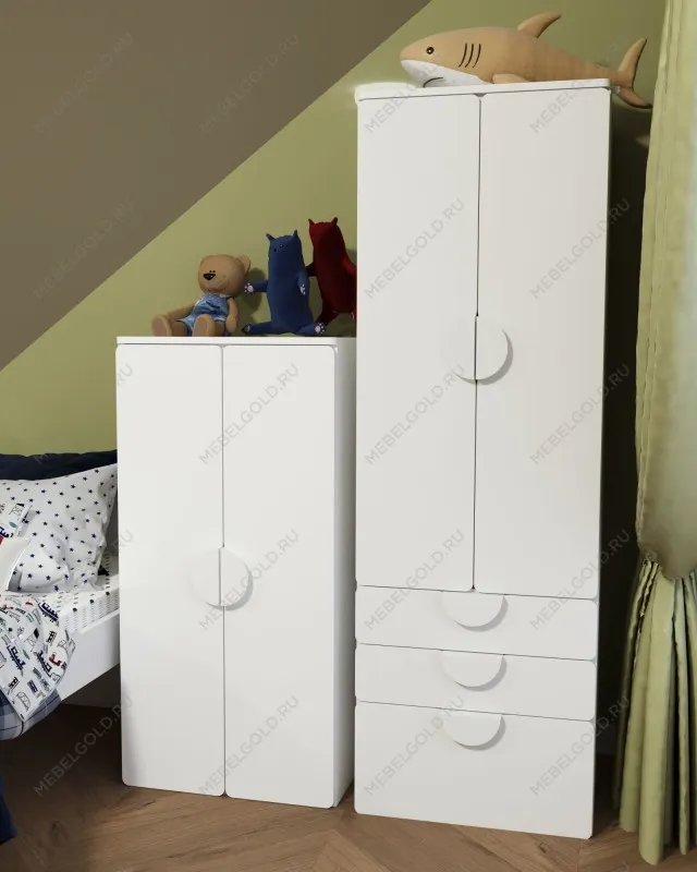 ПИКСИ шкаф распашной с 2 дверьми, 3 ящиками и полкой 60x57x183, робкий подснежник | изображение 5