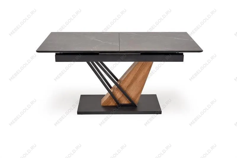 Стол обеденный Halmar VOLANT 160 (черный мрамор/дуб золотой) | изображение 4